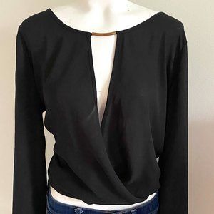 Black Surplice Chiffon Top